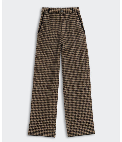 Houndstooth Tailored Trousers - Black/Dune